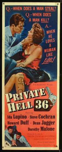 s296 PRIVATE HELL 36 insert movie poster '54 sexy Ida Lupino, Don Siegel