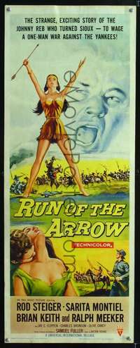 s312 RUN OF THE ARROW insert movie poster '57 Sam Fuller, sexy Indian!