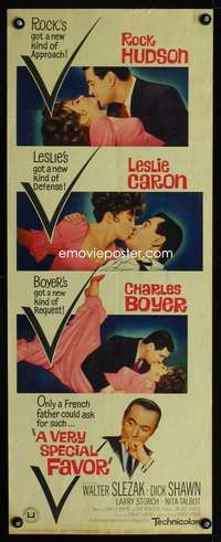 s432 VERY SPECIAL FAVOR insert movie poster '65 Rock Hudson, Caron