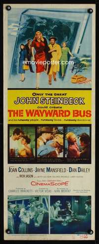 s450 WAYWARD BUS insert movie poster '57 Jayne Mansfield, Steinbeck