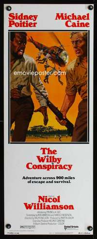 s464 WILBY CONSPIRACY insert movie poster '75 Sidney Poitier, Caine