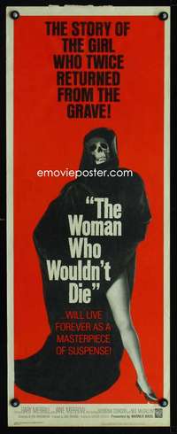 s476 WOMAN WHO WOULDN'T DIE insert movie poster '65 twice returned!