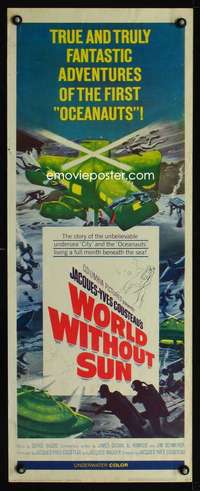 s479 WORLD WITHOUT SUN insert movie poster '65 Jacques-Yves Cousteau
