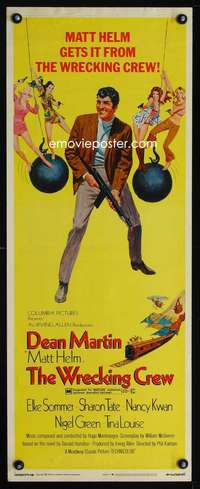 s480 WRECKING CREW insert movie poster '69 Dean Martin as Matt Helm!