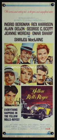 s483 YELLOW ROLLS-ROYCE insert movie poster '65 Ingrid Bergman, Delon