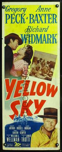 s484 YELLOW SKY insert movie poster '48 Gregory Peck, Anne Baxter