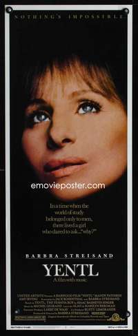 s485 YENTL insert movie poster '83 Barbra Streisand super close up!