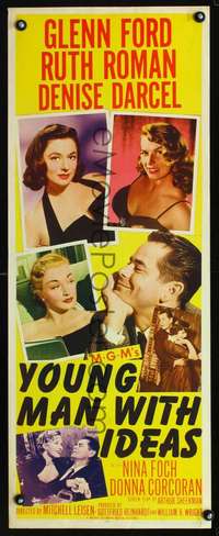 s491 YOUNG MAN WITH IDEAS insert movie poster '52 Glenn Ford & babes!