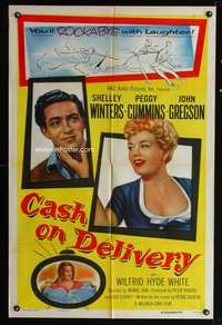 t119 CASH ON DELIVERY one-sheet movie poster '56 Shelley Winters, Peggy Cummins, English!