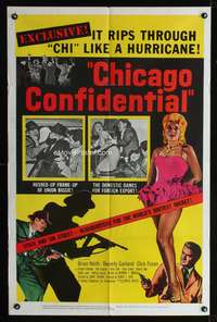 t129 CHICAGO CONFIDENTIAL one-sheet movie poster '57 Brian Keith, Beverly Garland