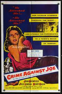 t154 CRIME AGAINST JOE one-sheet movie poster '56 he was accused of the foulest act!