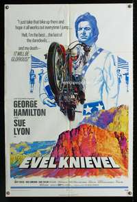 t227 EVEL KNIEVEL one-sheet movie poster '71 George Hamilton is THE daredevil!