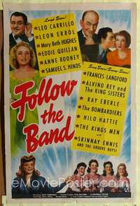 t245 FOLLOW THE BAND one-sheet movie poster '43 Mary Beth Hughes, Frances Langford