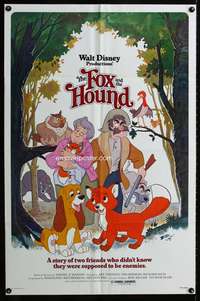 t252 FOX & THE HOUND one-sheet movie poster '81 Walt Disney animals!