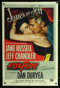 t253 FOXFIRE one-sheet movie poster '55 artwork of sexy Jane Russell & Jeff Chandler!