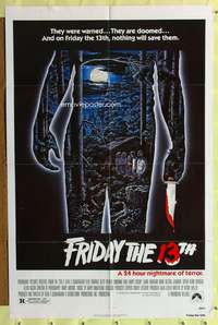 t254 FRIDAY THE 13th one-sheet movie poster '80 Alex Ebel art, slasher horror classic!