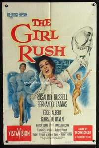t264 GIRL RUSH one-sheet movie poster '55 showgirl Rosalind Russell in Las Vegas!