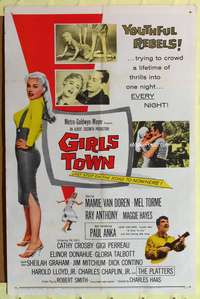 t266 GIRLS TOWN one-sheet movie poster '59 Mamie Van Doren, Mel Torme