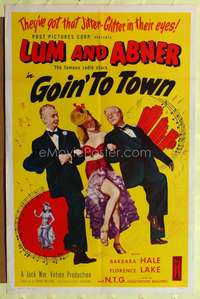 t270 GOIN' TO TOWN one-sheet movie poster R50 Lum & Abner, sexy Barbara Hale!