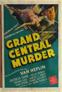 t273 GRAND CENTRAL MURDER one-sheet movie poster '42 the sensational new star Van Heflin!