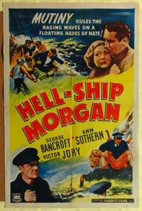 t289 HELL-SHIP MORGAN one-sheet movie poster R47 George Bancroft, Ann Sothern