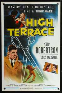 t298 HIGH TERRACE one-sheet movie poster '56 English mystery that clutches you like a nightmare!