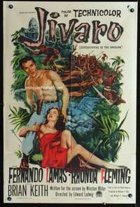 t334 JIVARO one-sheet movie poster '54 3-D sexy Rhonda Fleming, Fernando Lamas