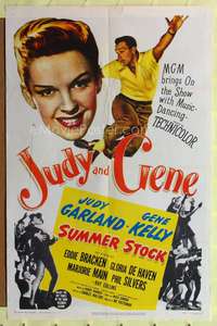 t599 SUMMER STOCK one-sheet movie poster '50 Judy Garland, Gene Kelly, great image!