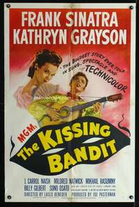 t354 KISSING BANDIT one-sheet movie poster '48 Frank Sinatra with guitar, Kathryn Grayson
