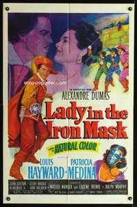t357 LADY IN THE IRON MASK one-sheet poster '52 Louis Hayward, Patricia Medina, Three Musketeers!