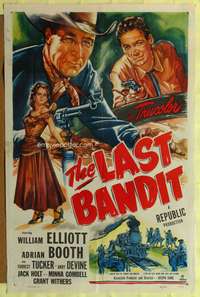 t358 LAST BANDIT one-sheet movie poster '49 William Wild Bill Elliott, cool artwork!