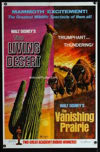 t368 LIVING DESERT/VANISHING PRAIRIE one-sheet movie poster '71 Walt Disney