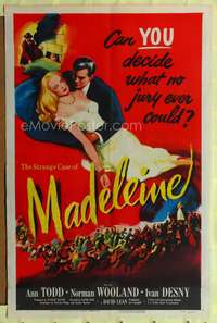 t380 MADELEINE style A one-sheet movie poster '50 David Lean, sexy Ann Todd murders her lover!