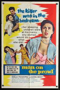 t390 MAN ON THE PROWL one-sheet movie poster '57 the killer was in the bedroom!