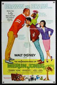 t406 MISADVENTURES OF MERLIN JONES style B one-sheet movie poster '64 Walt Disney, Annette Funicello