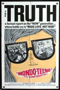 t413 MONDO TEENO one-sheet movie poster '67 truth about the NOW generation!