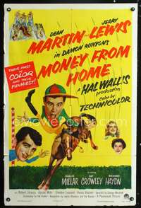 t414 MONEY FROM HOME one-sheet movie poster '54 3-D Dean Martin & horse jockey Jerry Lewis!