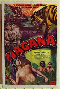 t440 NAGANA one-sheet movie poster R50 cool African lion and tiger artwork!