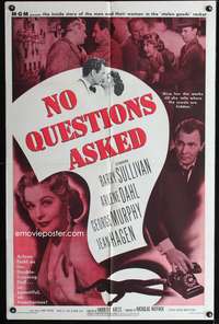 t449 NO QUESTIONS ASKED one-sheet movie poster '51 Arlene Dahl is a double-crossing doll!
