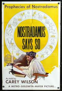 t454 NOSTRADAMUS SAYS SO one-sheet movie poster '52 cool documentary of his prophecies!