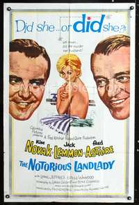 t457 NOTORIOUS LANDLADY one-sheet movie poster '62 sexy Kim Novak, Jack Lemmon, Fred Astaire