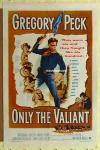 t470 ONLY THE VALIANT one-sheet movie poster '51 Gregory Peck, Barbara Payton