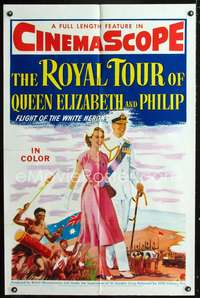 t531 ROYAL TOUR OF QUEEN ELIZABETH & PHILIP one-sheet movie poster '54 Flight of the White Heron!