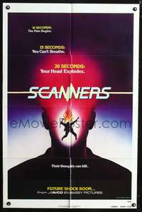 t546 SCANNERS advance teaser one-sheet '81 David Cronenberg, in 20 seconds your head explodes!