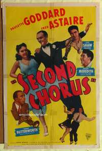 t551 SECOND CHORUS one-sheet movie poster R47 Fred Astaire, Paulette Goddard