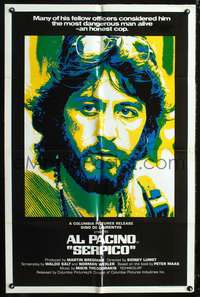 t553 SERPICO int'l one-sheet movie poster '74 Sidney Lumet, Al Pacino crime classic!