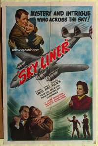 t565 SKY LINER one-sheet movie poster '49 great airplane artwork image!