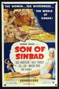 t576 SON OF SINBAD one-sheet movie poster '55 Howard Hughes, super sexy harem women!
