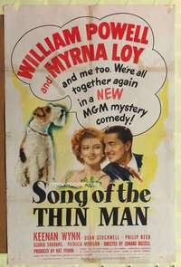 t578 SONG OF THE THIN MAN one-sheet movie poster '47 William Powell, Myrna Loy, and Asta too!