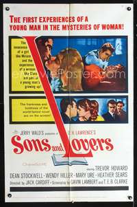 t579 SONS & LOVERS one-sheet movie poster '60 D.H. Lawrence, Trevor Howard